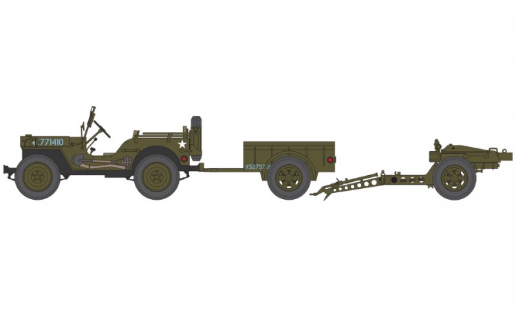 Airfix Willys Jeep, Trailer & 6PDR Gun in 1:72 bouwpakket