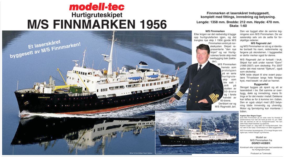 Modell-Tec M/S Finnmarken 1956 houten scheepsmodel 1:60