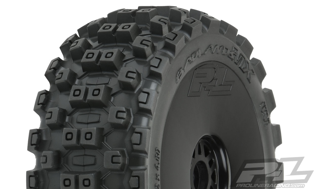 Proline Badlands MX M2 (Medium) All Terrain 1:8 Buggy Tires Mounted for Front or Rear, Mounted on Velocity Black Wheels
