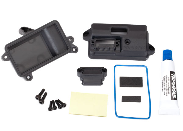 Traxxas Box, receiver (sealed)/ foam pad/ 2.5x8mm CS (4)/ 3x10mm CS (2) - TRX6724