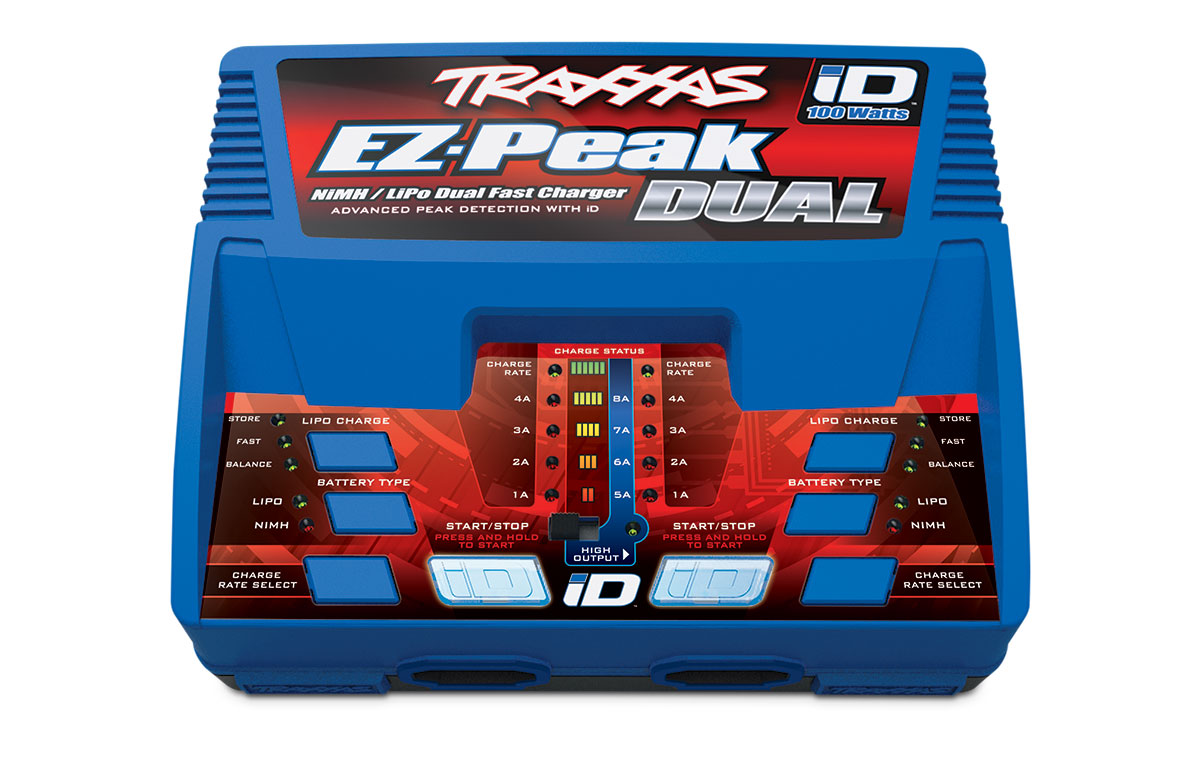 Traxxas Charger EZ-Peak Plus 100W Duo LiPo & NiMH with iD Aut Bat - TRX2972