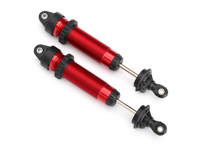 Traxxas Shocks, GTR, 134mm, aluminum (red-anodized) (fully assembled w/o springs) (front, threaded) (2) - TRX8450R