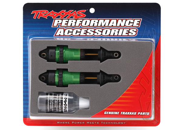 Traxxas Shocks, GTR long green-anodized, PTFE-coated bodies with TiN shafts (fully assembled, without springs) (2) - TRX7461G