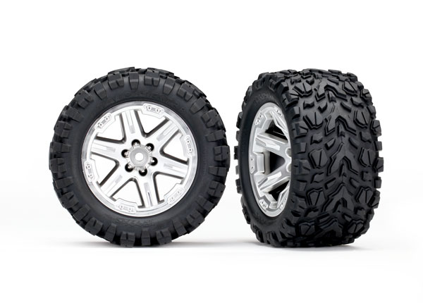 Traxxas Tires & wheels, assembled, glued (2.8") (RXT satin chrome wheels, Talon Extreme tires, foam inserts) (2) (TSM rated) - TRX6773R