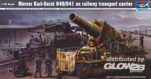 Trumpeter Morser Karl Gerat 040-041 auf Eisenbahn-Transport-Trailer - 1:35 bouwpakket