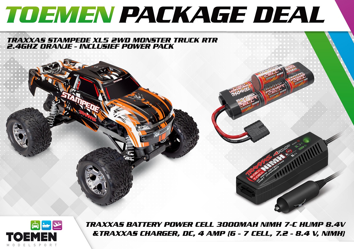 Traxxas Stampede XL5 2WD Monster Truck RTR 2.4Ghz Oranje - inclusief Power Pack