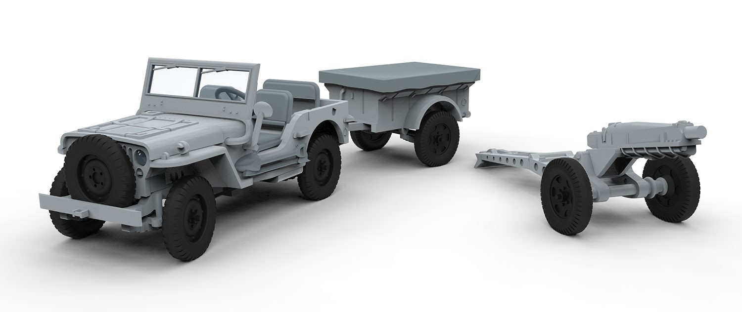 Airfix Willys Jeep, Trailer & 6PDR Gun in 1:72 bouwpakket