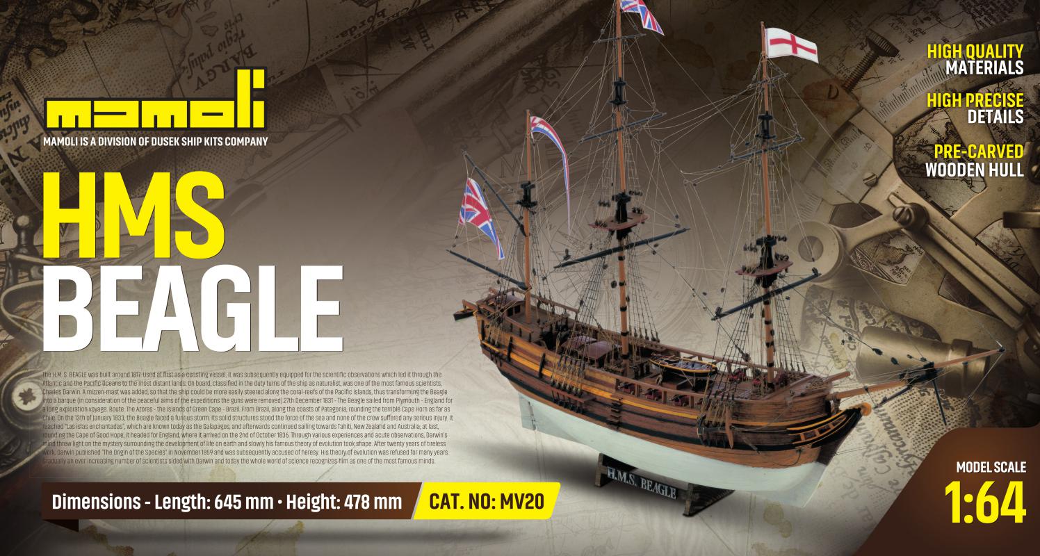 Mamoli HMS Beagle houten scheepsmodel 1:64
