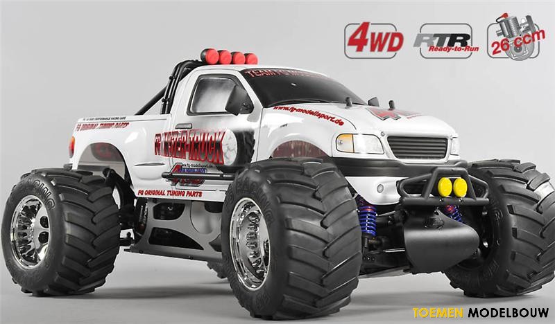 FG Monster Truck WB535 4WD 26cc - Body Wit (rijklaar) Versie Zenoah