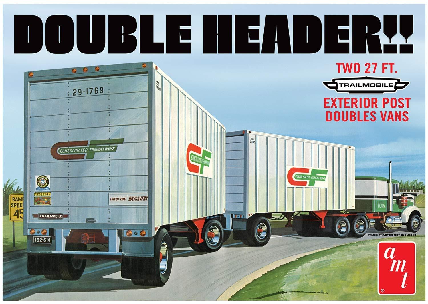 AMT Double Header Tandem Van Trailers 1:25 bouwpakket