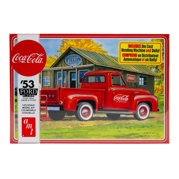 AMT Ford F-100 "Coca-Cola" Pickup with Diecast Coke Machine and Dolly 1:25 bouwpakket