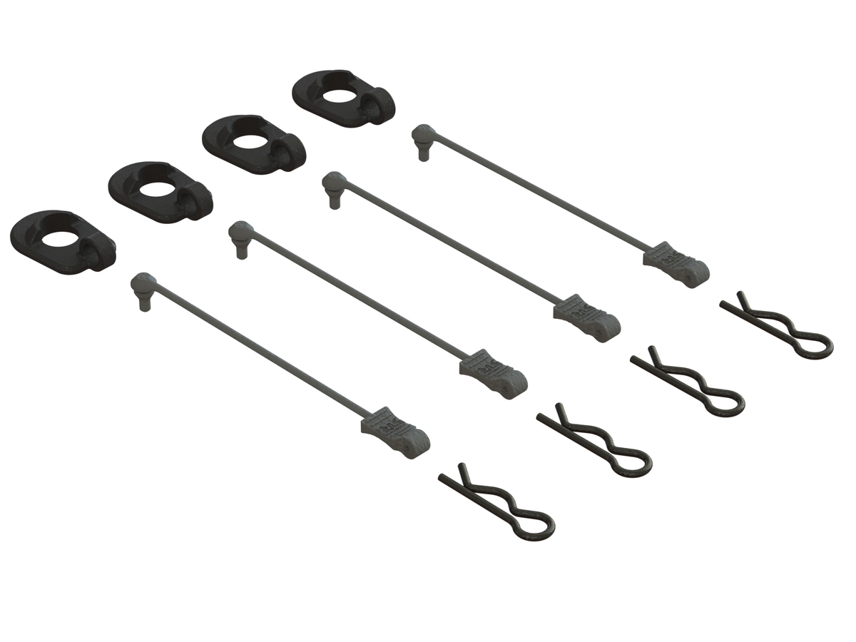 ARRMA Body Clip Retainers, Black (4): 1/5 Scale- ARA390294