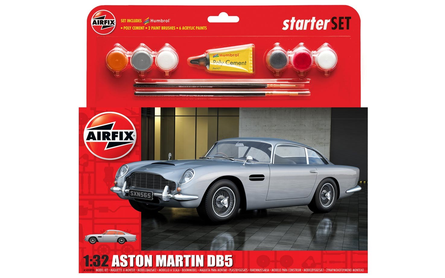 Airfix Aston Martin DB5 - Silver in 1:32 bouwpakket met lijm en verf