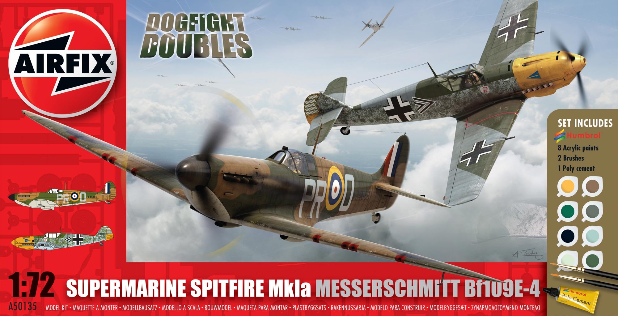 Airfix Dogfight Double Spitfire 1A/BF 109E - 1:72 bouwpakket met lijm en verf
