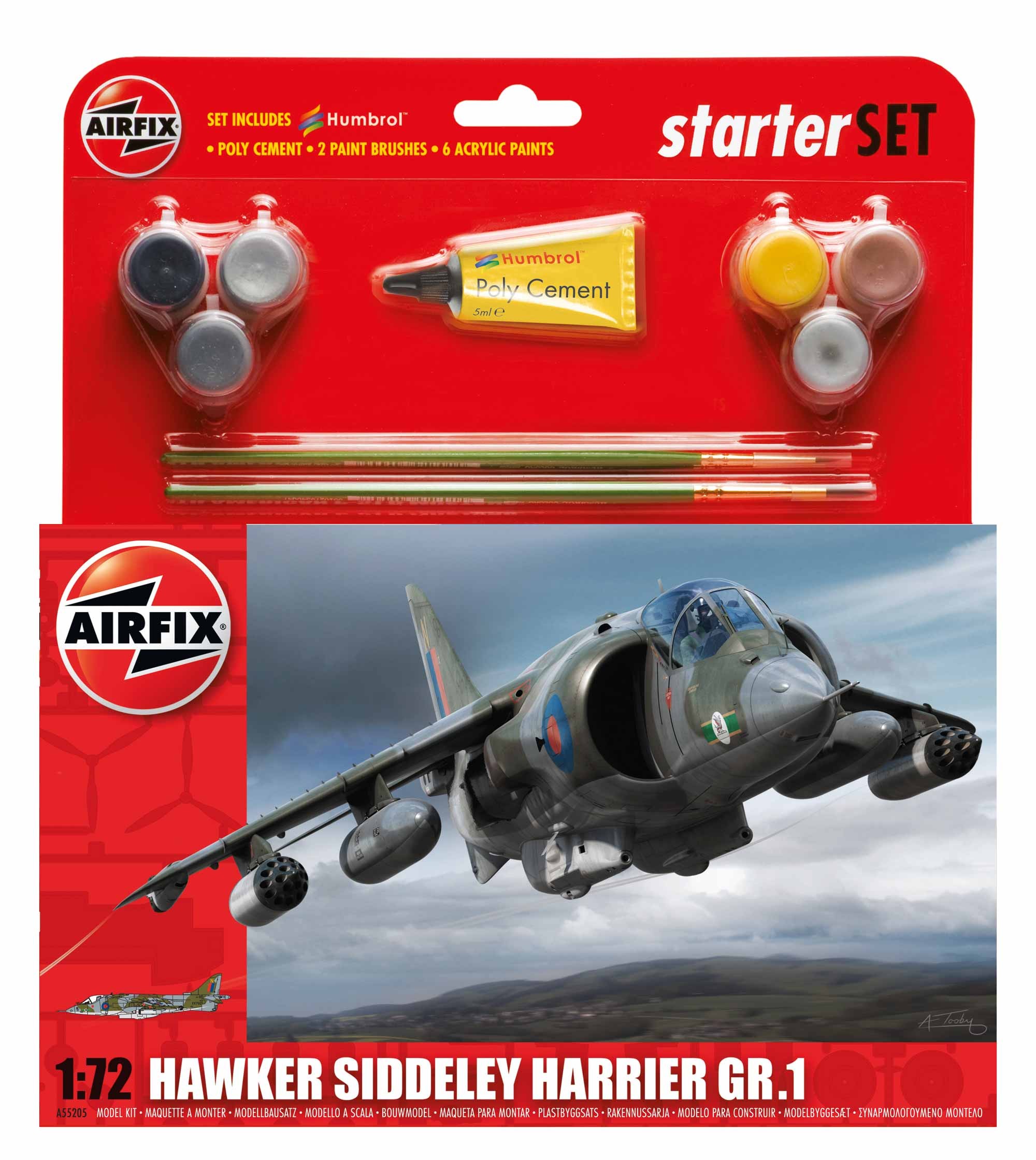 Airfix Hawker Harrier GR1 in 1:72 bouwpakket met lijm en verf