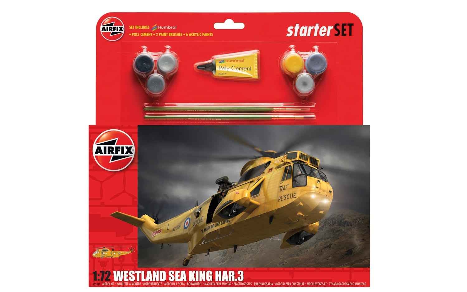 Airfix Westland Sea King Har.3 starter set in 1:72 bouwpakket met lijm en verf