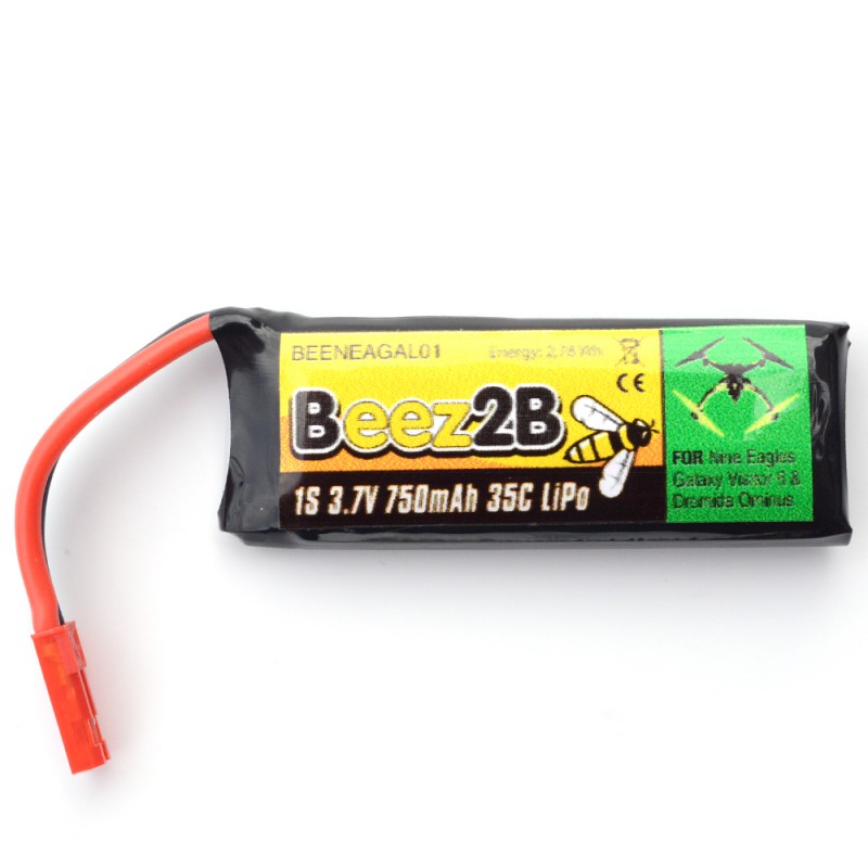 Beez2B 1S 3.7V 750mAh 35C lipo batterij voor Nine Eagles Visitor 6 en Dromida Omnius