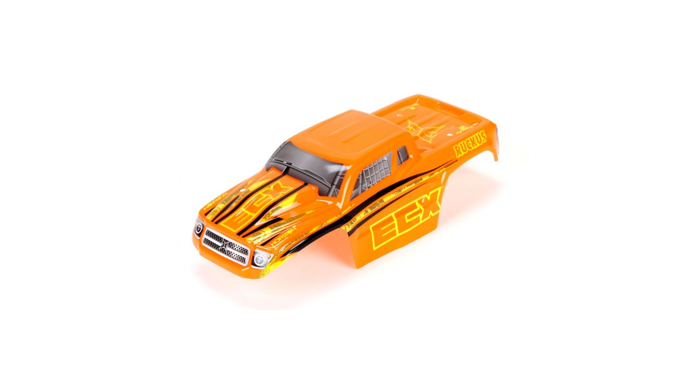 Body Set Decorated Orange/Yellow 1/18 4WD Ruckus - ECX210004