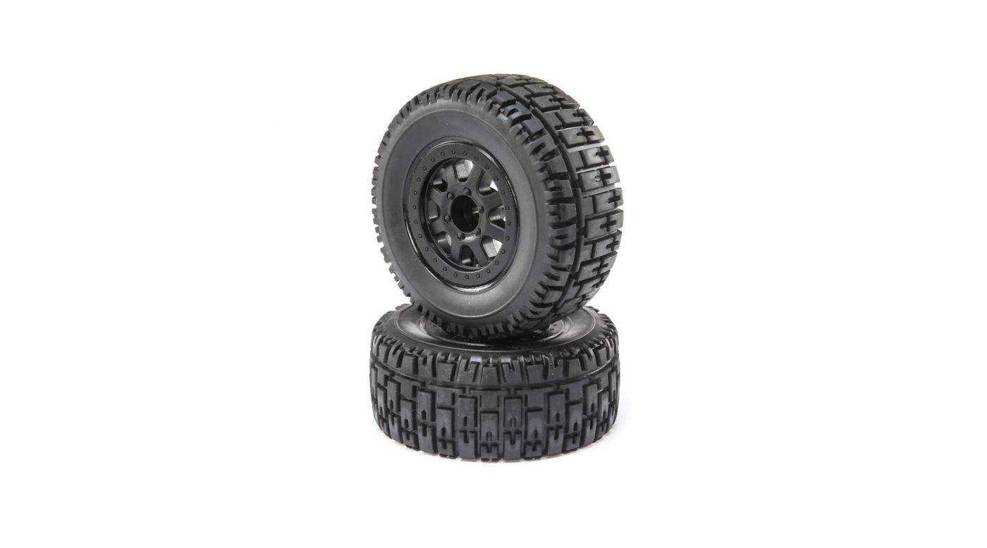 ECX Front and Rear Wheel with Premounted Tire, Black (2): 1/10 2WD 4WD Torment - ECX43014