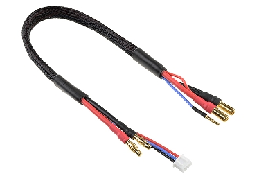 G-Force RC Laad-/balanceer-kabel 4mm Bullit connector 2S - Lader 2S XH connector - 2mm Bullit connector - 14AWG Siliconen-kabel 30cm - 1 st