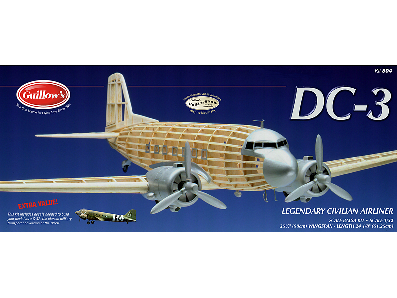 Guillows DC-3 houten vliegtuig - 0804