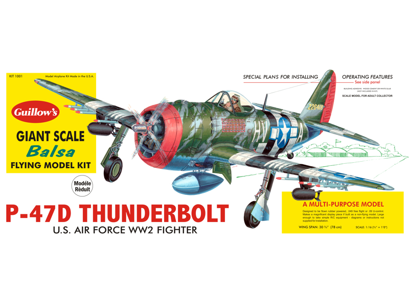 Guillows P-47D Thunderbolt houten vliegtuig - 1001