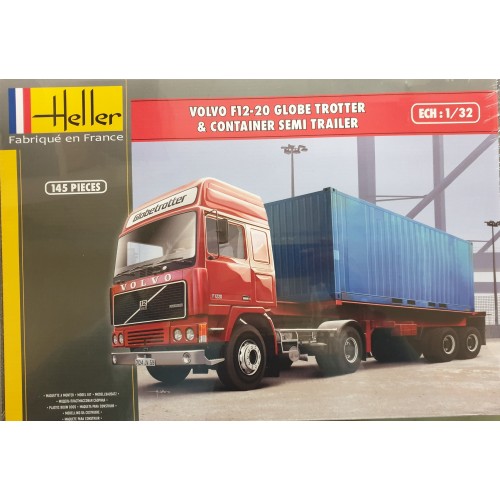 Heller Volvo F12-20 Globetrotter & Container semi trailer in 1:32 bouwpakket