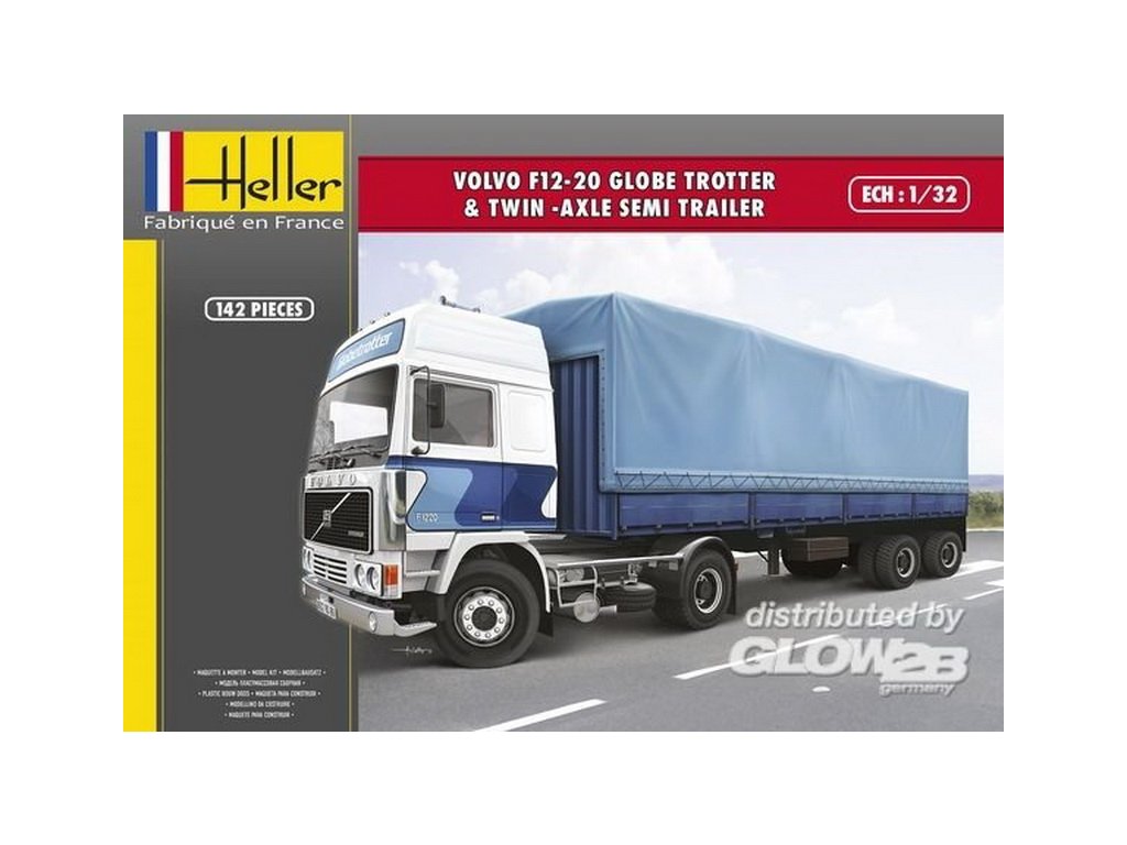 Heller Volvo F12-20 Globetrotter & Twin-Axle Semi trailer in 1:32 bouwpakket
