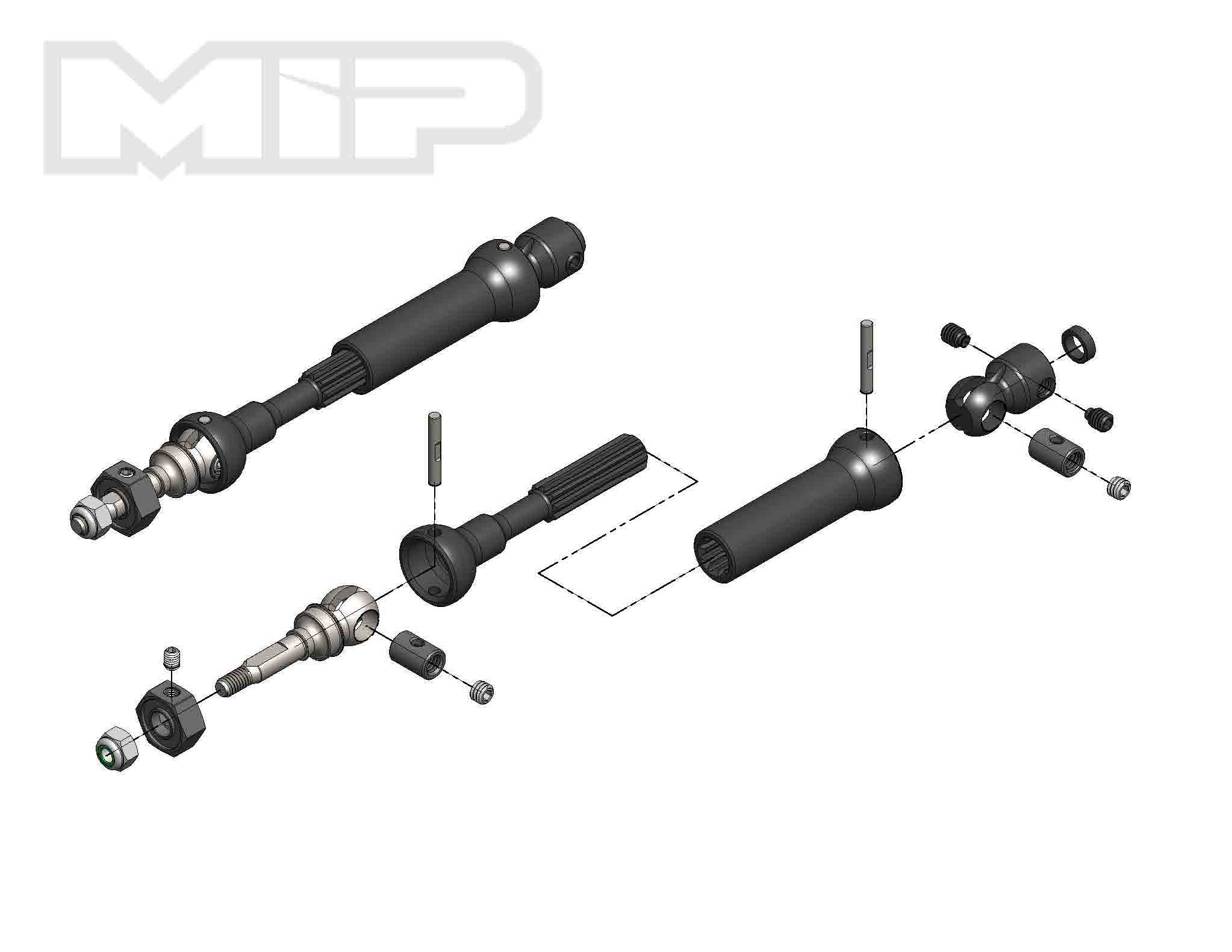 MIP X-Duty CVD Drive Kit, Front, 87mm to 112mm with 10mm x 5mm Bearing, Traxxas Stampede/Slash/Rally 4x4 - 18150