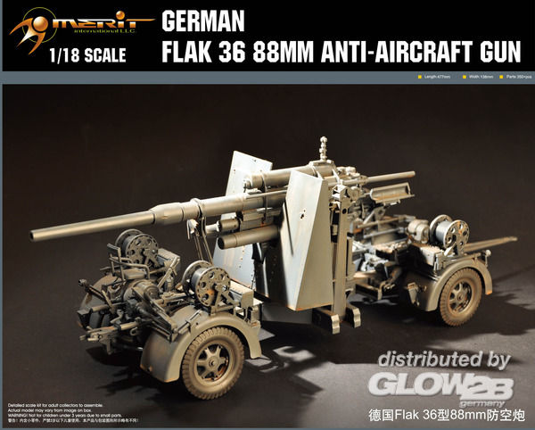 Merit German Flak 36 88mm Anti-Aircraft Gun - 1:18 bouwpakket
