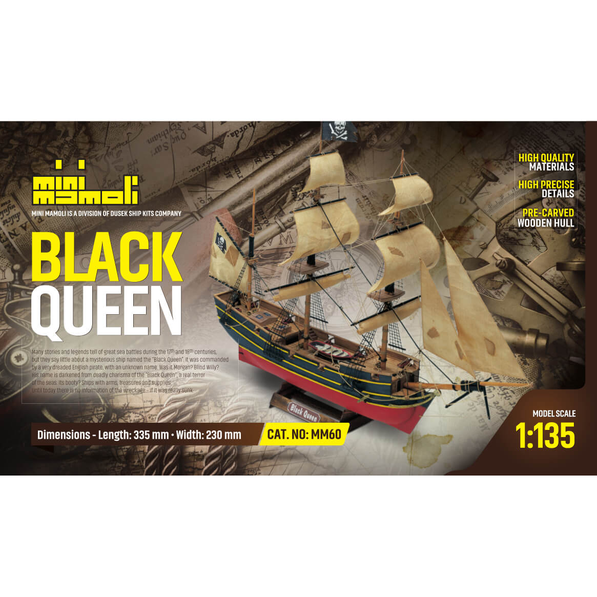 Mini Mamoli Black Queen houten scheepsmodel 1:135