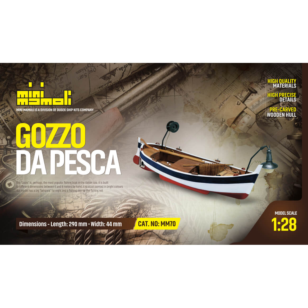 Mini Mamoli Da Pesca Gozo houten scheepsmodel 1:28