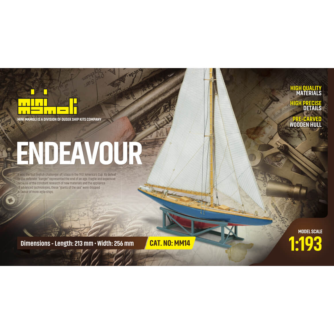 Mini Mamoli Endeavour II houten scheepsmodel 1:193