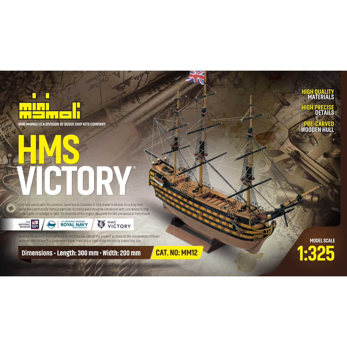 Mini Mamoli HMS Victory Oorlogshouten scheepsmodel 1:325