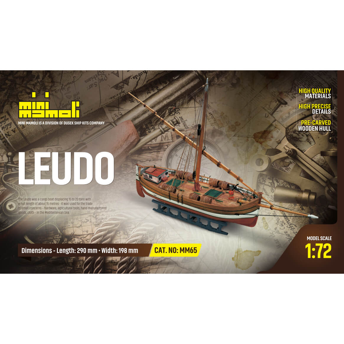 Mini Mamoli Leudo houten scheepsmodel 1:72