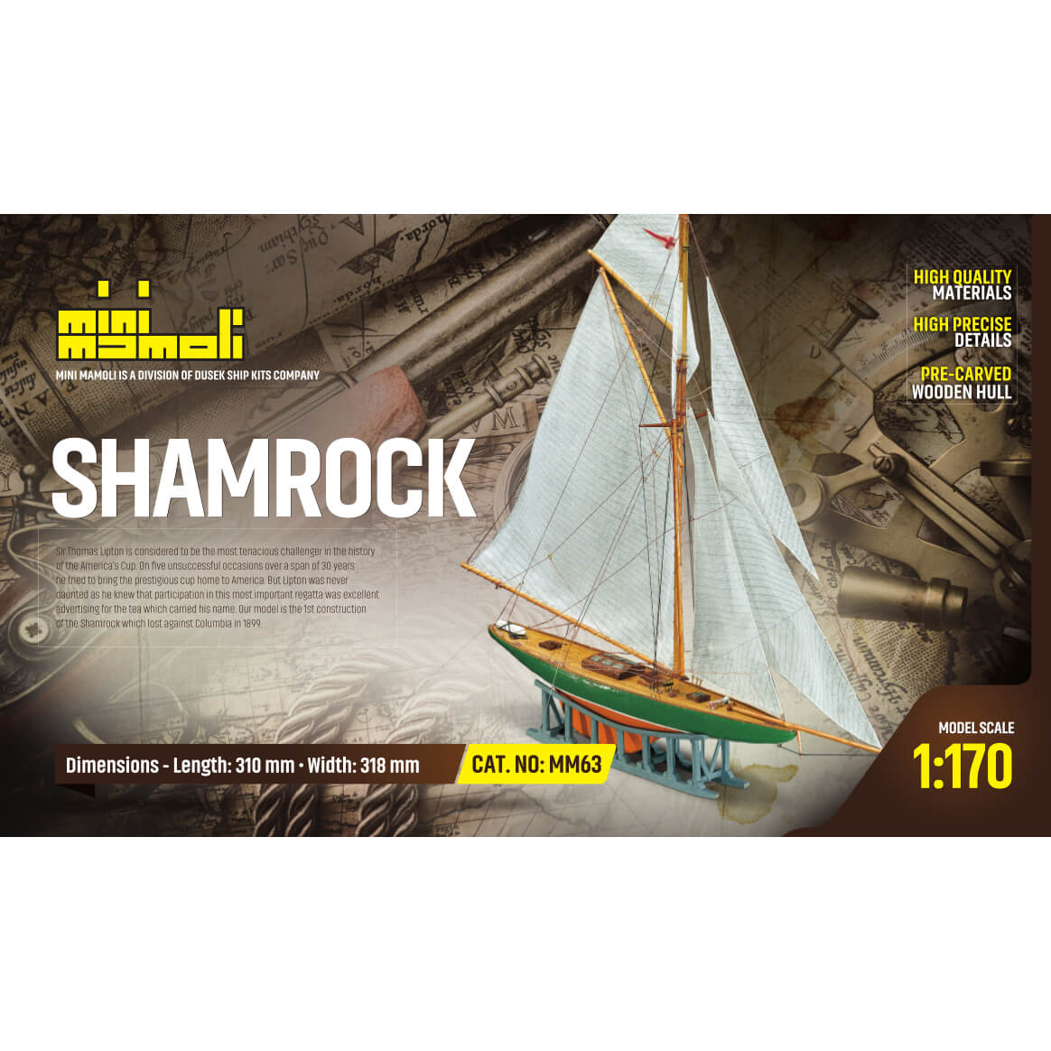 Mini Mamoli Shamrock houten scheepsmodel 1:170