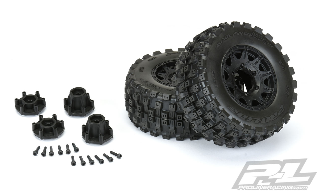 Proline Badlands MX28 HP 2.8" All Terrain BELTED Truck Tires Mounted for Stampede 2wd & 4wd Front and Rear,