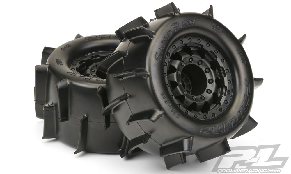 Proline Sand Paw 2.8" Sand Tires Mounted on F-11 Black 17mm Wheels
