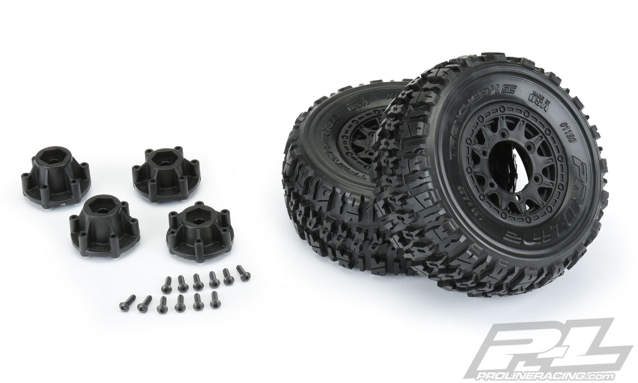 Proline Trencher X SC 2.2"/3.0" All Terrain Tires Mounted for Slash 2wd & Slash 4x4 Front or Rear, Mounted on Raid Black 6x30 Removable Hex Wheels