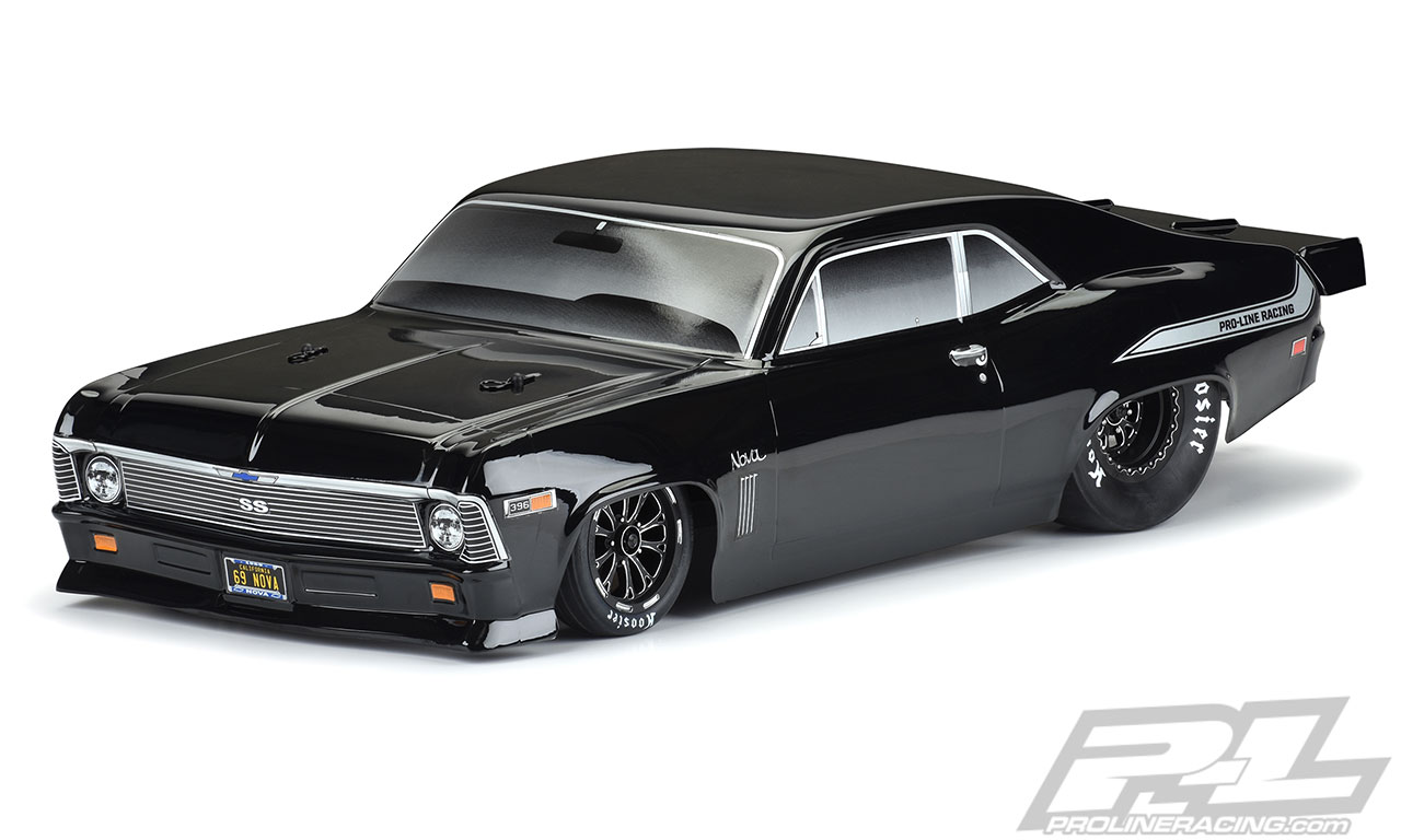 Proline body 1969 Chevrolet Nova Tough-Color (Black) Body for Slash 2wd Drag Car & AE DR10