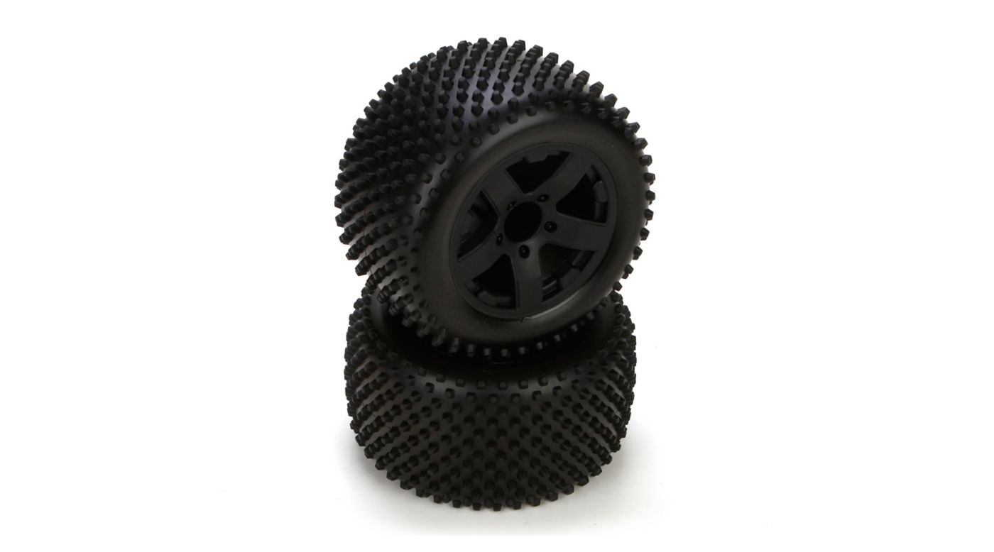ECX Rear Tire Premount Black Wheel (2) 1/10 2WD Circuit - ECX43006