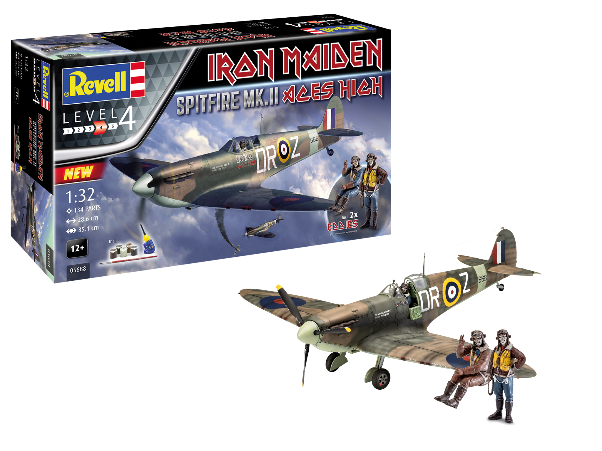 Revell Set Spitfire Mk.II "Aces High" Iron Maiden 1:32 bouwpakket met lijm en verf Toemen Modelsport
