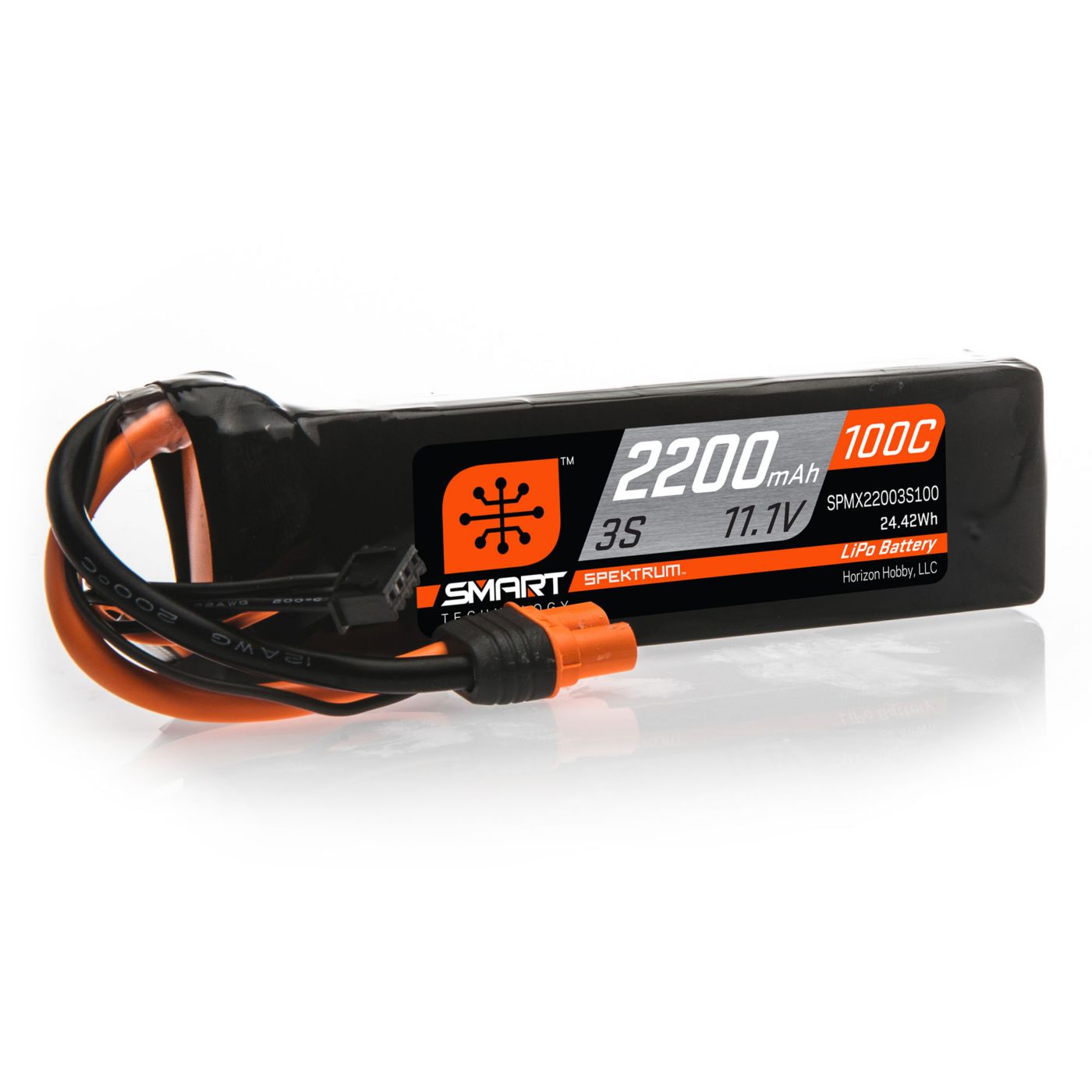 Spektrum 11.1V 2200mAh 3S 100C Smart LiPo Battery, IC3 - SPMX22003S100