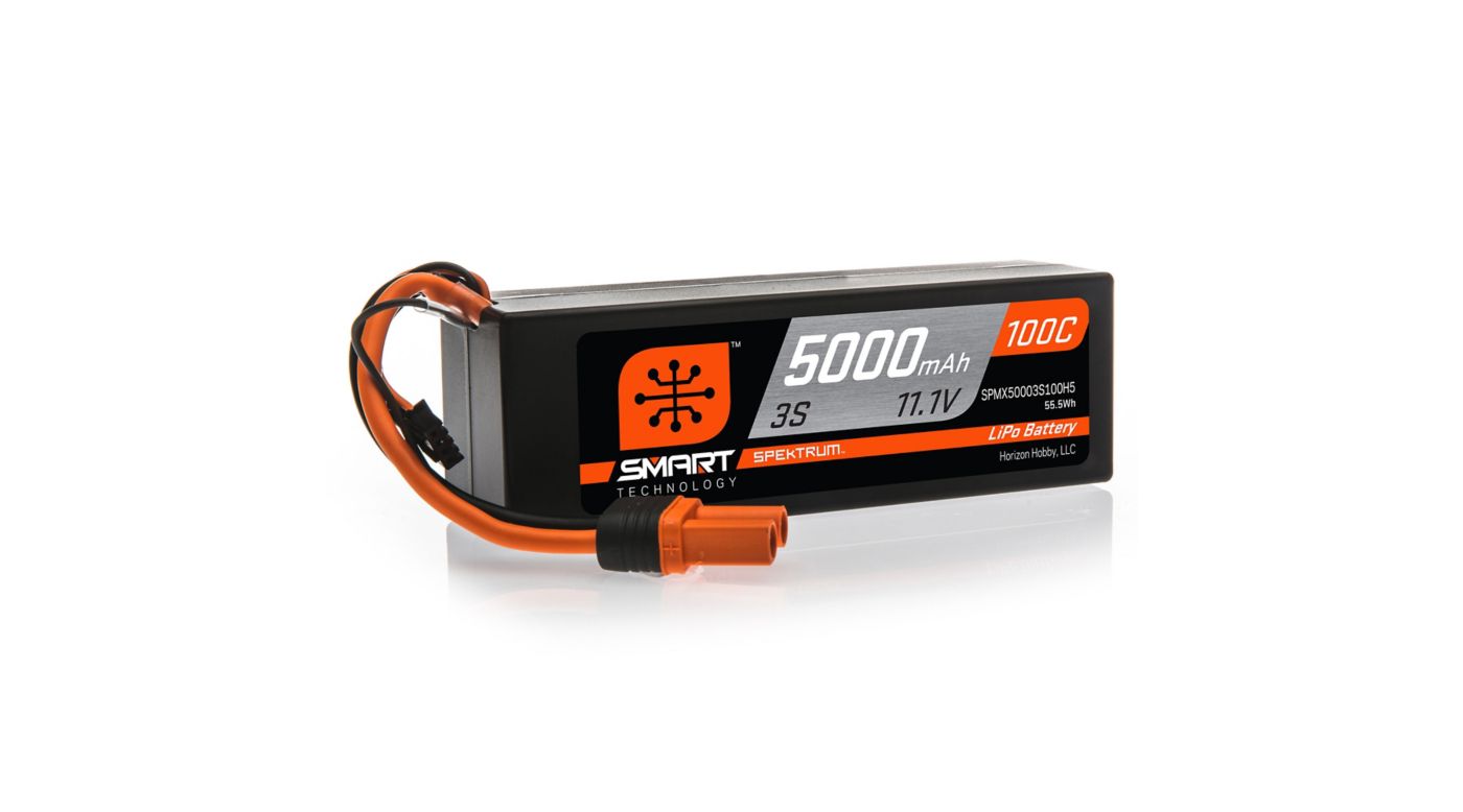 Spektrum 11.1V 5000mAh 3S 100C Smart Hardcase LiPo Battery IC5/EC5