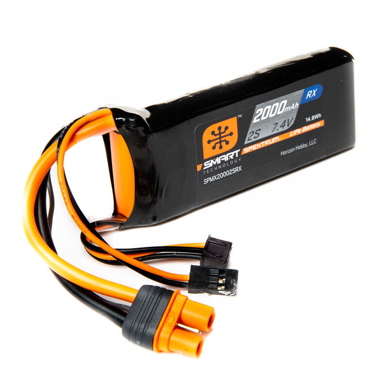 Spektrum 7.4V 2000mAh 2S 15C Smart LiPo Receiver Battery: Universal Receiver, IC3
