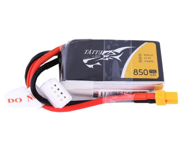 Tattu 850mAh 11.1V 75C-150C 3S1P Lipo batterij met XT30 stekker