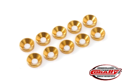 Team Corally - Aluminium Washer - for M3 Button Head Screws - OD=10mm - Gold - 10 pcs
