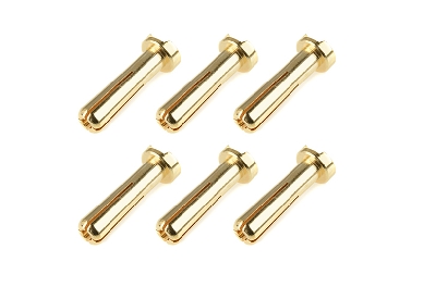 Team Corally - Bullit Connector 4.0mm - Male - Solid Type - Gold Plated - Ultra Low Resistance - Wire 90 - 6 pcs