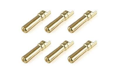 Team Corally - Bullit Connector 4.0mm - Male - Solid Type - Gold Plated - Ultra Low Resistance - Wire Straight - 6 pcs