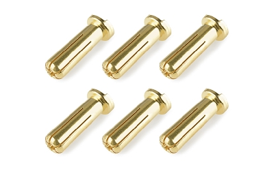Team Corally - Bullit Connector 5.0mm - Male - Solid Type - Gold Plated - Ultra Low Resistance - Wire 90 - 6 pcs
